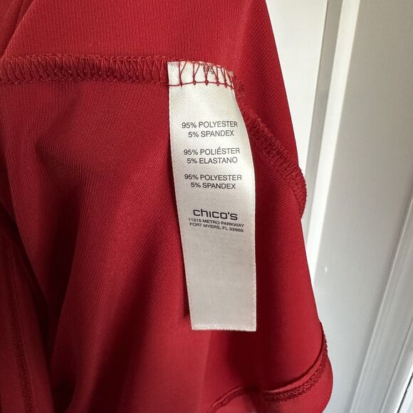 Chicos Size 3 Pullover Red Round Neck Knit 3/4 Sleeve Travel Friendly Large - Picture 4 of 7